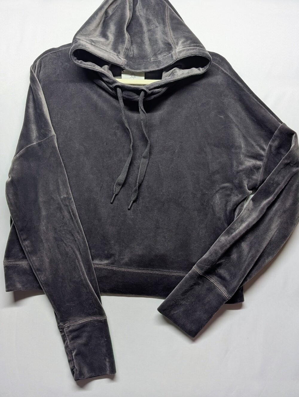 aerie Washed Charcoal Velvet Hoodie